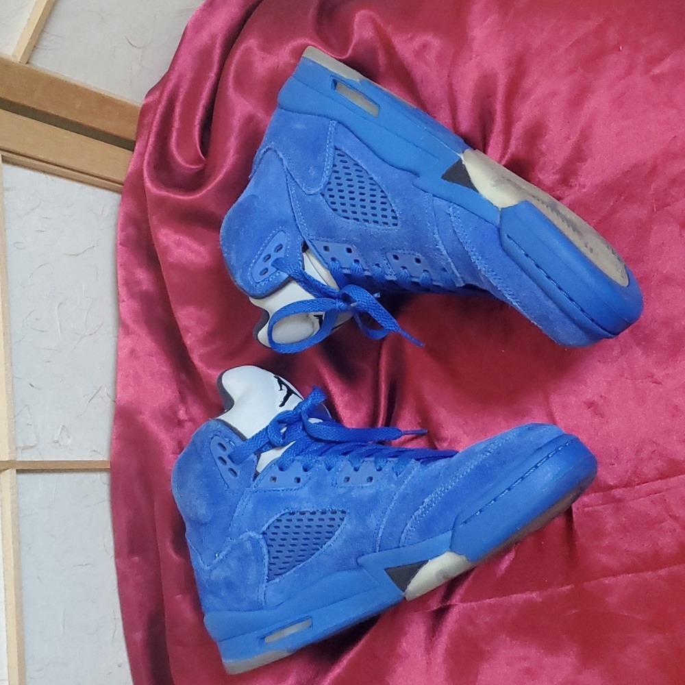 Youth Air Jordan 5 Retro BG Blue Suede Size 7Y - Picture 7 of 9